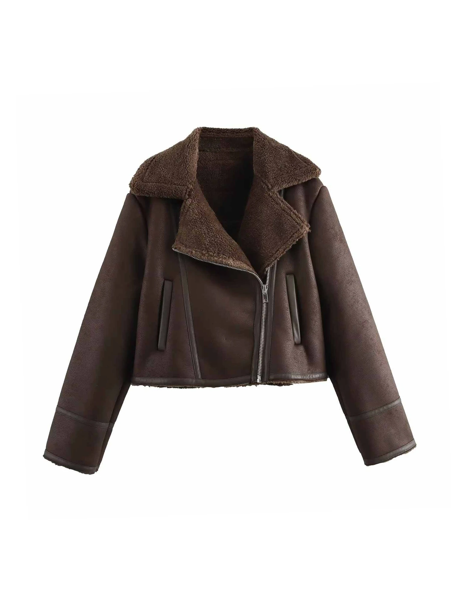 Women Brown Cropped Fur Jacket Long Sleeve Suede Jacket Vintage Harajuku Streetwear 2000s Y2k Outerwear Tops Clothes Autumn 2025
Women Brown Cropped Fur Jacket Long Sleeve Suede Jacket Vintage Harajuku Streetwear 2000s Y2k Outerwear Tops Clothes Autumn 2025