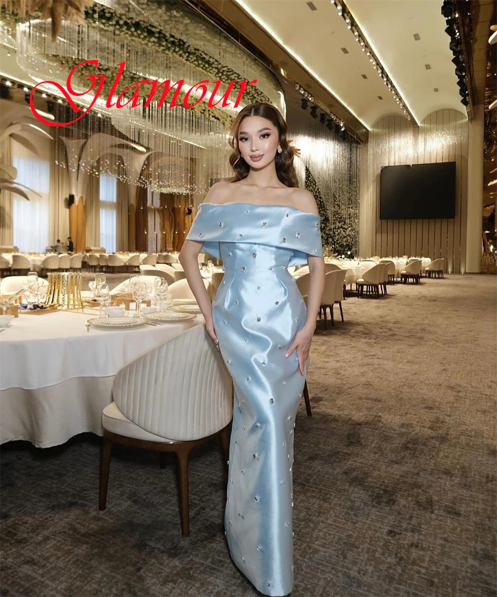 Customized Classic Light Blue Satin Evening Dress Graceful Boat Neck Off the Shoulder Short Sleeves Zipper Back Cocktail Dress
Customized Classic Light Blue Satin Evening Dress Graceful Boat Neck Off the Shoulder Short Sleeves Zipper Back Cocktail Dress