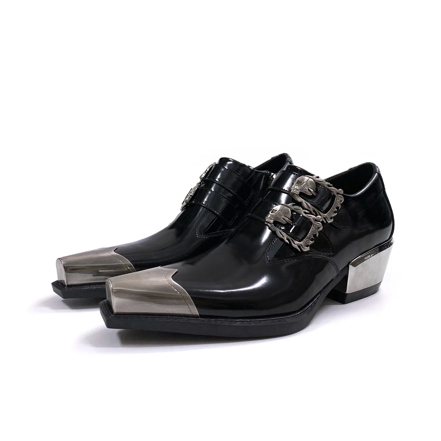 Design Sense Men's Leather Punk Style Metal Head Double Buckle Thick Sole Heightening Glossy Small Leather Derby Shoes Women
Design Sense Men's Leather Punk Style Metal Head Double Buckle Thick Sole Heightening Glossy Small Leather Derby Shoes Women
