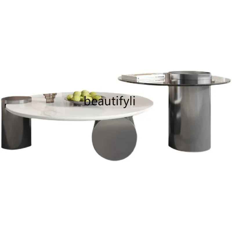 Stone Plate round Coffee Table Combination Modern Home Living Room Side Table Creative Stainless Steel Designer round Tea Table
Stone Plate round Coffee Table Combination Modern Home Living Room Side Table Creative Stainless Steel Designer round Tea Table