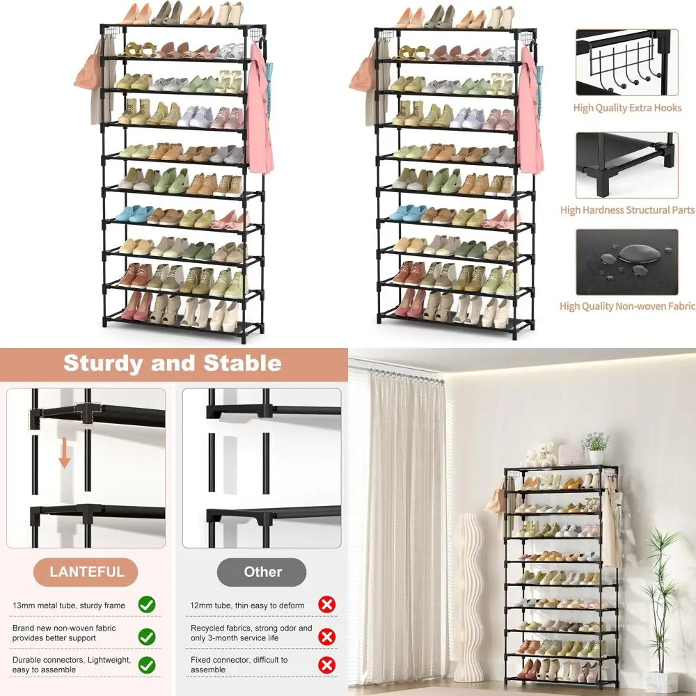 Большая металлическая полка-органайзер для обуви на 50 пар с крючками для прихожей, спальни, черная
Большая металлическая полка-органайзер для обуви на 50 пар с крючками для прихожей, спальни, черная