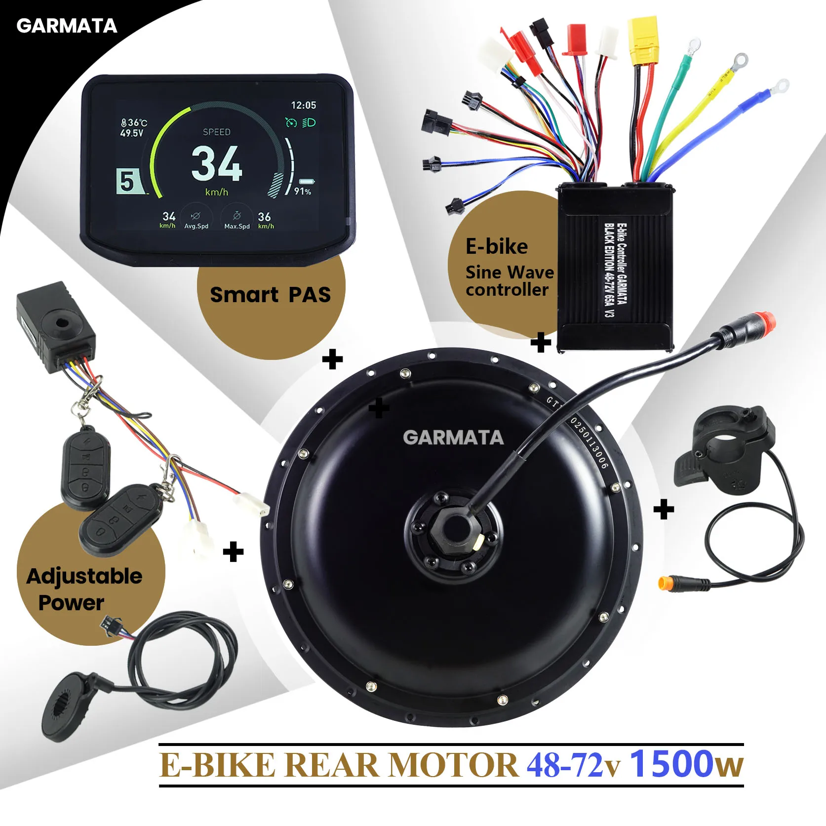 Gamata Wheel Hub Motor E-BIKE MOTOR gearless Direct Drive Rear Conversion Kit 1500W BLACK EDITION V2 SINE WAVE CONTROLLER
Gamata Wheel Hub Motor E-BIKE MOTOR gearless Direct Drive Rear Conversion Kit 1500W BLACK EDITION V2 SINE WAVE CONTROLLER