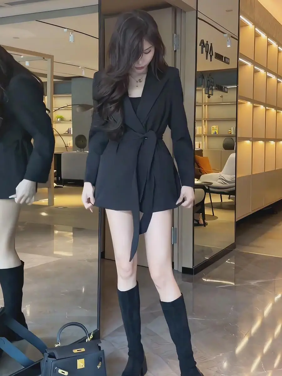 Ele утягивающий костюм миди для женщин с галстуком-поясом, весна-осень Faion Busin, повседневный свободный крой, длинный све
Ele утягивающий костюм миди для женщин с галстуком-поясом, весна-осень Faion Busin, повседневный свободный крой, длинный све