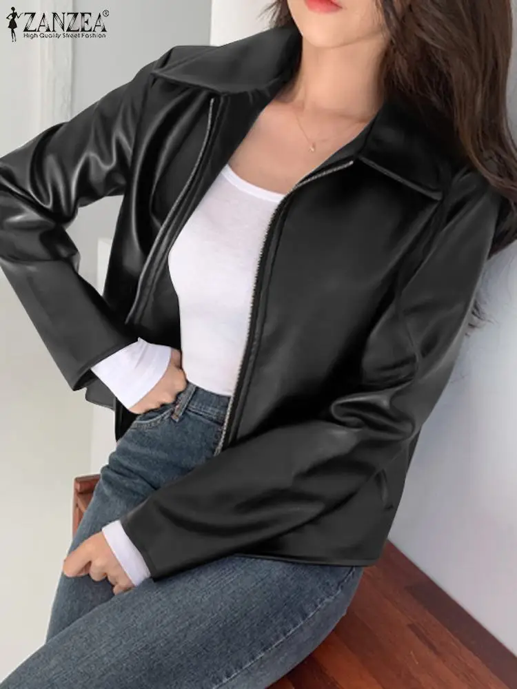 ZANZEA Women Long Sleeve Jackets Fashion PU Leather Blazer Suit Autumn Turn Down Collar Zipper Coats Casual Solid Color Outwear
ZANZEA Women Long Sleeve Jackets Fashion PU Leather Blazer Suit Autumn Turn Down Collar Zipper Coats Casual Solid Color Outwear