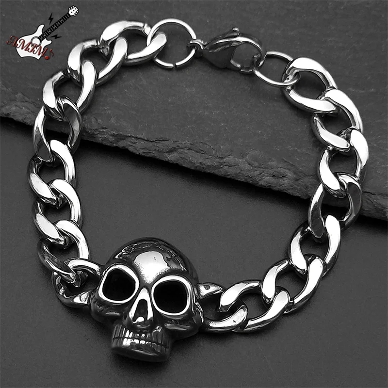 Hiphop Dark Punk Skeleton Male Bracelet For Men Stainless Steel Silver Color Skull Gothic Hand Cuban Chain Rock Jewelry Gifts
Hiphop Dark Punk Skeleton Male Bracelet For Men Stainless Steel Silver Color Skull Gothic Hand Cuban Chain Rock Jewelry Gifts