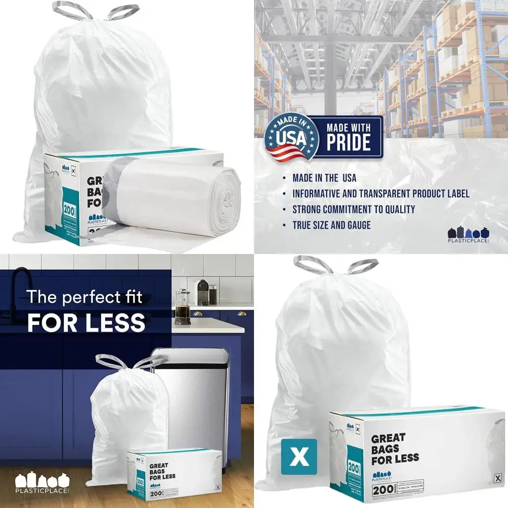 Упаковка из 200 белых мешков для мусора объемом 21 галлон (80 литров), 26x24,5 дюймов, совместимы с Code X
Упаковка из 200 белых мешков для мусора объемом 21 галлон (80 литров), 26x24,5 дюймов, совместимы с Code X