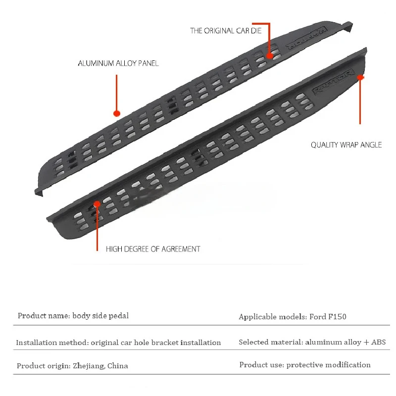 Hot-selling high-quality aluminum alloy non-slip design pickup truck body side pedals suitable F150 Car Accessories
Hot-selling high-quality aluminum alloy non-slip design pickup truck body side pedals suitable F150 Car Accessories
