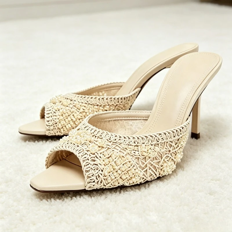 Elegant String Bead Mesh Weave High Heels Women Street Style Peep Toe Mules Sandals for Ladies Summer Luxury Designer Slippers
Elegant String Bead Mesh Weave High Heels Women Street Style Peep Toe Mules Sandals for Ladies Summer Luxury Designer Slippers