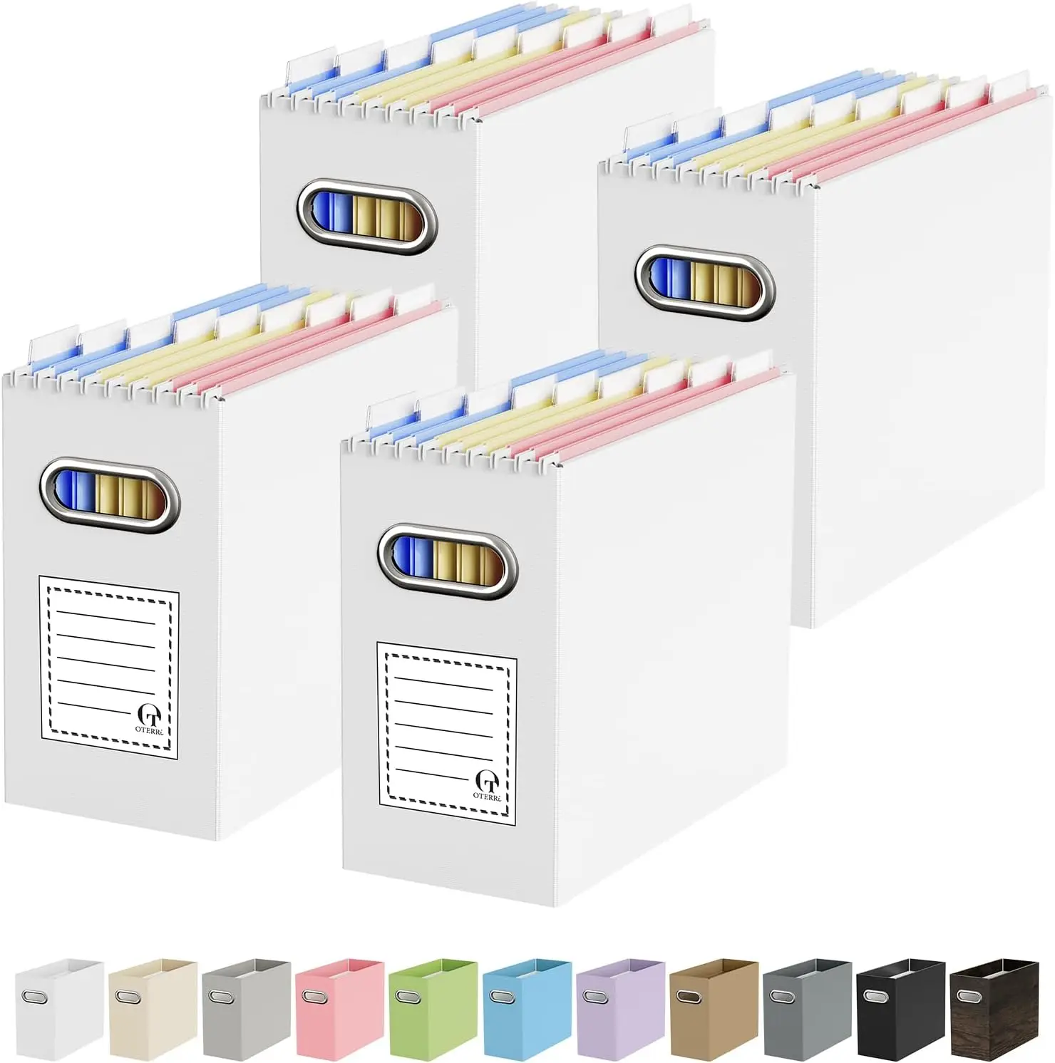 Portable foldable cardboard document organizer with handle, suitable for letter-sized hanging documents, 4-pack.
Portable foldable cardboard document organizer with handle, suitable for letter-sized hanging documents, 4-pack.