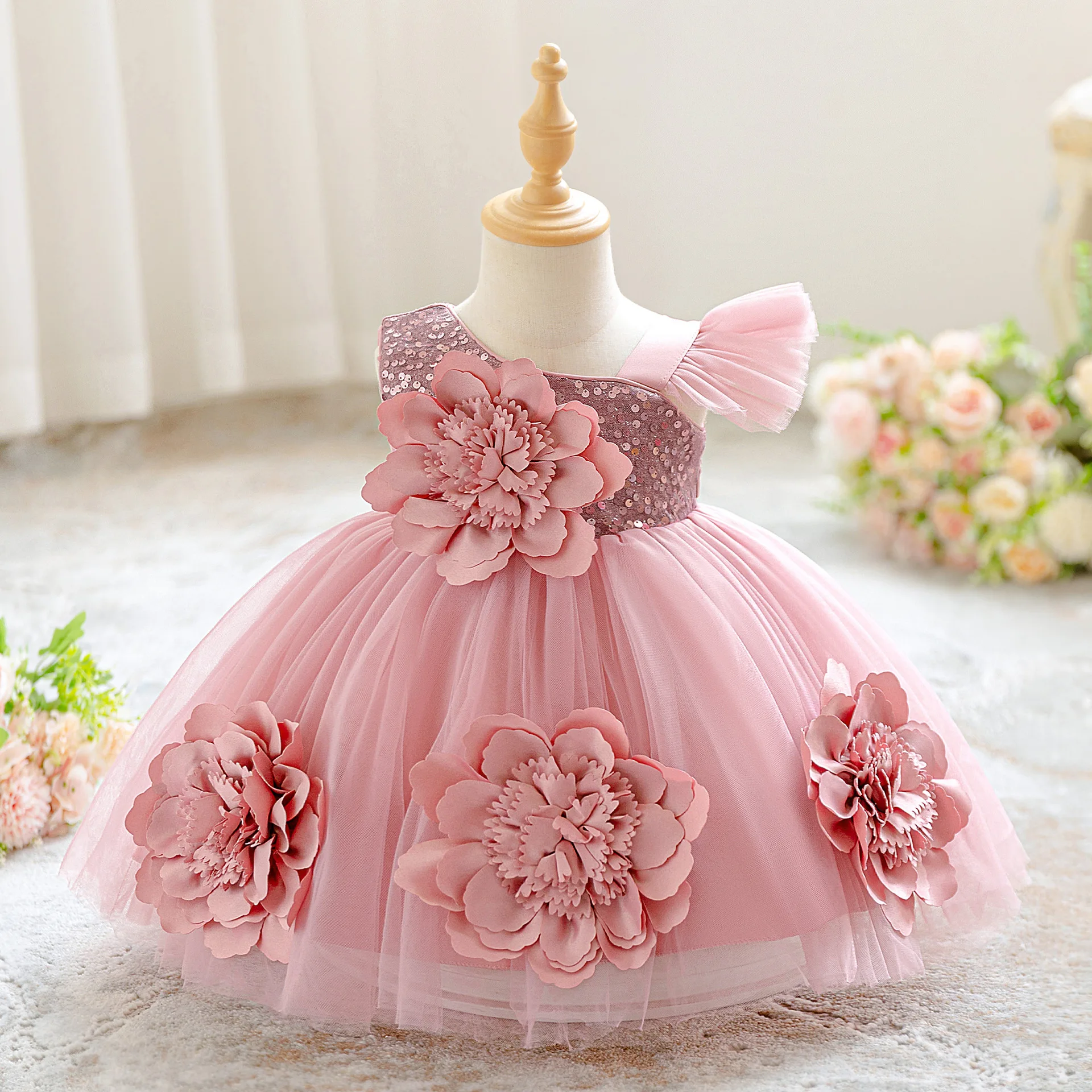 Elegant Party Dress For Toddler Girls Pink Sleeveless Flower Sequins Dress For Baby Baptism Pageant Wedding Birthday Prom Gown
Elegant Party Dress For Toddler Girls Pink Sleeveless Flower Sequins Dress For Baby Baptism Pageant Wedding Birthday Prom Gown