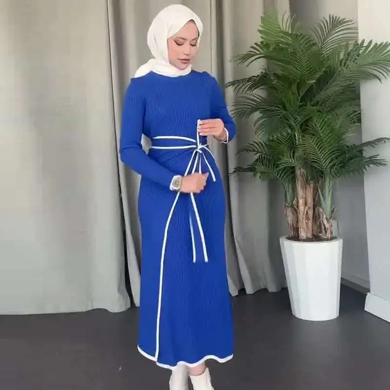 2025 Autumn New Women's Fashion Color Contrast Strap Waist Long Sleeve Dress Robe Abaya Ramadan Dubai Luxury Islam Elegant
2025 Autumn New Women's Fashion Color Contrast Strap Waist Long Sleeve Dress Robe Abaya Ramadan Dubai Luxury Islam Elegant