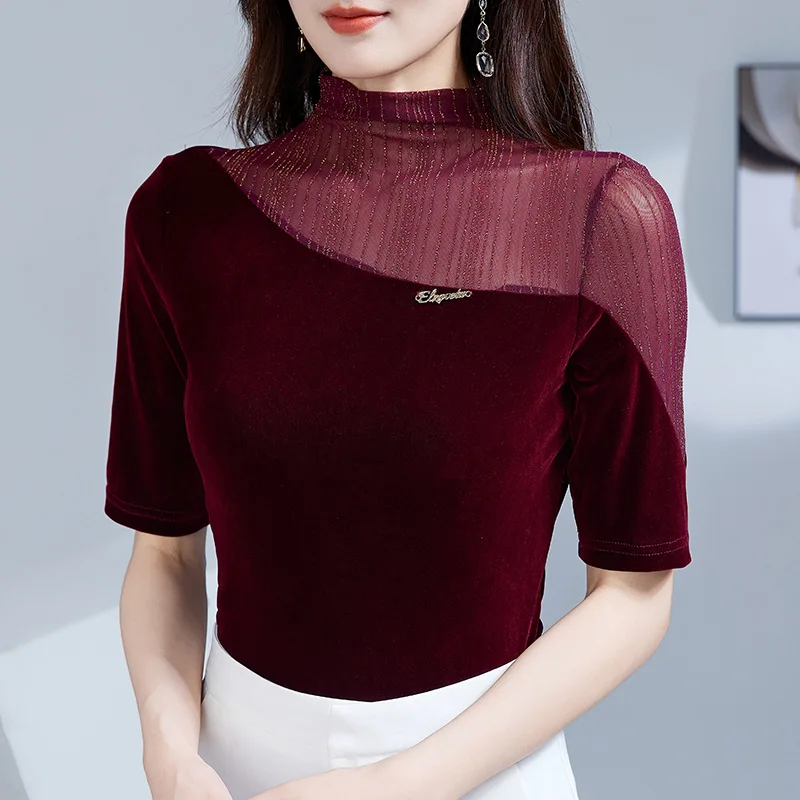 Summer New Irregular Splicing Half Sleeved Women T-shirt Fashion Casual Half Neck Velvet Tank Tops M-3XL Clothes
Summer New Irregular Splicing Half Sleeved Women T-shirt Fashion Casual Half Neck Velvet Tank Tops M-3XL Clothes