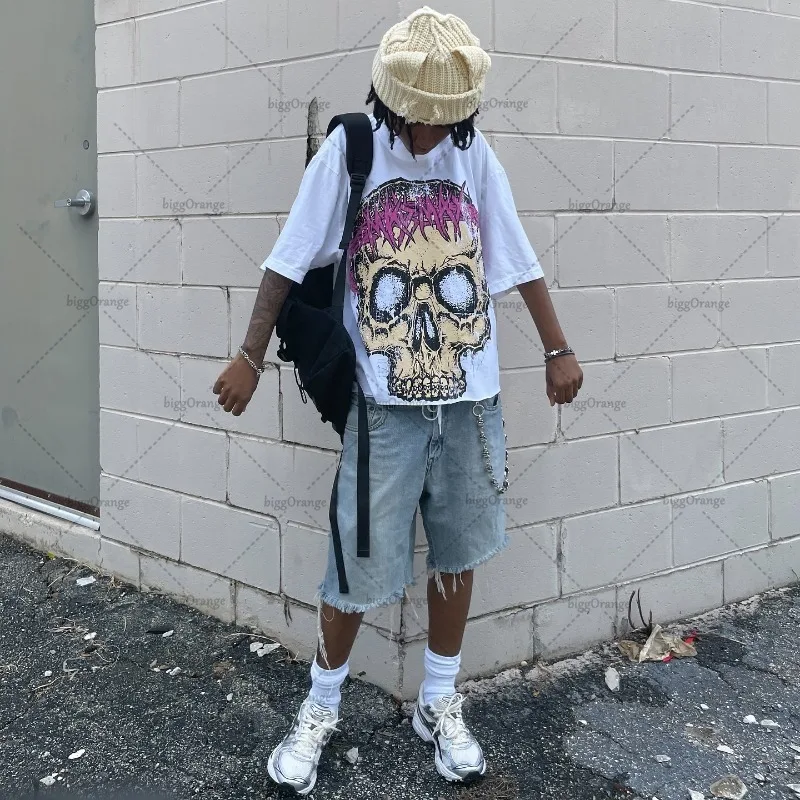 European and American Personalized Skull Print Loose Fashion T-shirt Women Retro Harajuku Y2K Casual Versatile Super Top Men
European and American Personalized Skull Print Loose Fashion T-shirt Women Retro Harajuku Y2K Casual Versatile Super Top Men