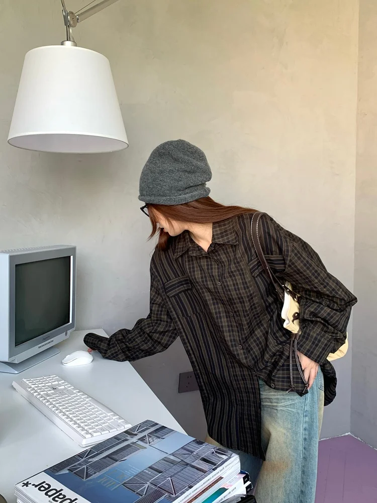 Vcansy New Wild American Retro Bla And White Plaid Long Sve Loose Casual Sun Protection irt Women's Commute Sle Cotton
Vcansy New Wild American Retro Bla And White Plaid Long Sve Loose Casual Sun Protection irt Women's Commute Sle Cotton