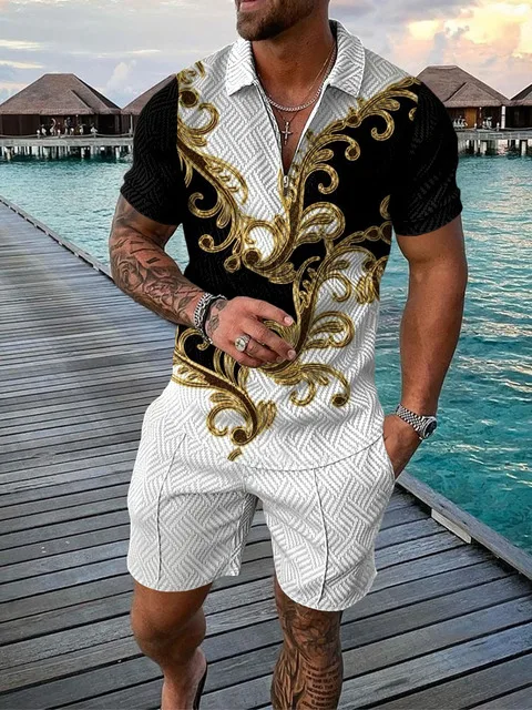 New Men's Tracksuit Luxury Vintage Zipper Collar Polo Shirt And Shorts 2 Pieces Set Casual Sports Suit Streetwear Male Clothing
New Men's Tracksuit Luxury Vintage Zipper Collar Polo Shirt And Shorts 2 Pieces Set Casual Sports Suit Streetwear Male Clothing