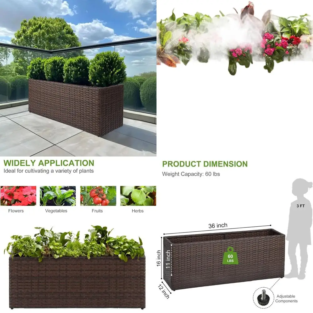 Плетеный прямоугольный кашпо ручной работы со съемным вкладышем, подходит для уличных и внутренних растений, коричневый, 36x12x16 дюймов
Плетеный прямоугольный кашпо ручной работы со съемным вкладышем, подходит для уличных и внутренних растений, коричневый, 36x12x16 дюймов