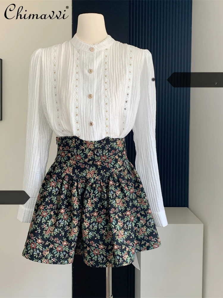 Women Skirts Sets White Long Sleeve Single-Breasted Shirt Vintage Jacquard Embroidery High Waist A- line Skirt Two-Piece Outfits
Women Skirts Sets White Long Sleeve Single-Breasted Shirt Vintage Jacquard Embroidery High Waist A- line Skirt Two-Piece Outfits