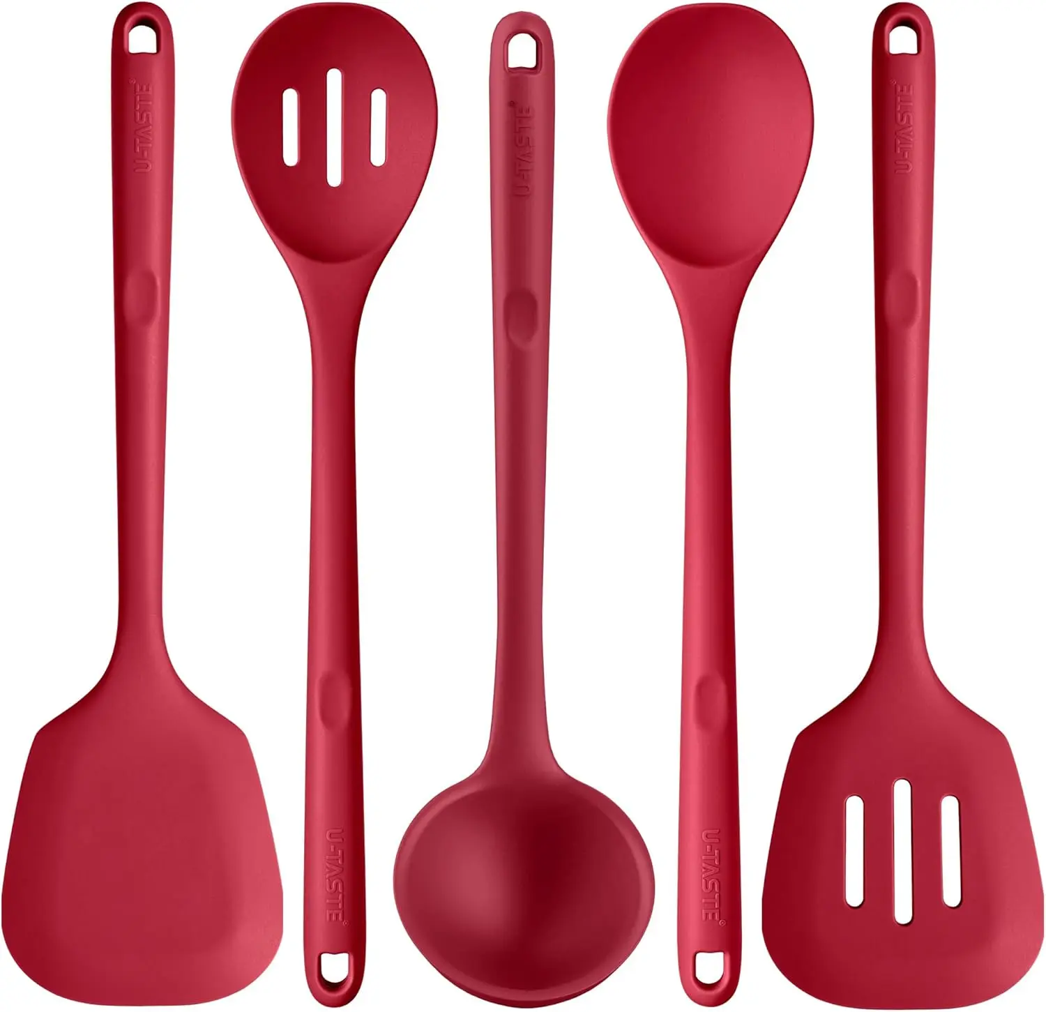High Heat Resistant Silicone Kitchen Utensil Set, BPA-Free Non-Stick Cook Accessories for Stir Frying and Mixing (5 Pieces, Red)
High Heat Resistant Silicone Kitchen Utensil Set, BPA-Free Non-Stick Cook Accessories for Stir Frying and Mixing (5 Pieces, Red)
