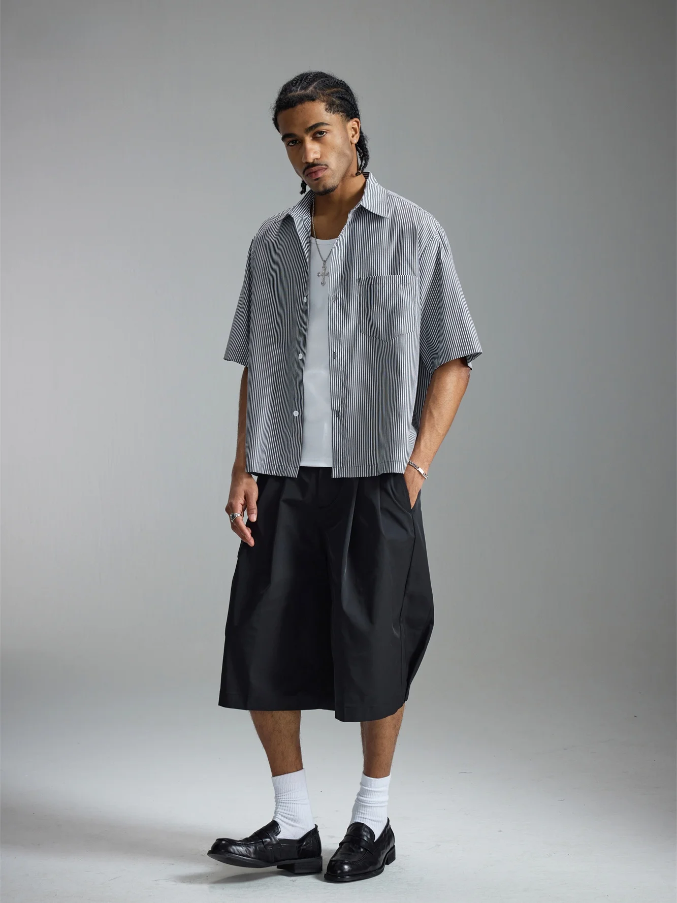 American Sle Loose Fit ort Wide irt Cleanfit Boxy Color Stripes Loose ort Sve Men Summer Polyester Fiber
American Sle Loose Fit ort Wide irt Cleanfit Boxy Color Stripes Loose ort Sve Men Summer Polyester Fiber