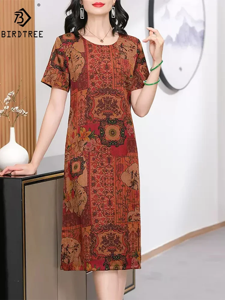 BirdTree, 100%Real Silk Watered Gazue Elegant Dresses, Women Short Sleeve Printed, Vintage Chinese Dress, Spring Summer D44023QM
BirdTree, 100%Real Silk Watered Gazue Elegant Dresses, Women Short Sleeve Printed, Vintage Chinese Dress, Spring Summer D44023QM