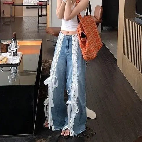 American-Style Design Lace Wide-Leg Lace Jeans Slit High Street New Trousers Summer Splicing Loose Mopping Floor
American-Style Design Lace Wide-Leg Lace Jeans Slit High Street New Trousers Summer Splicing Loose Mopping Floor