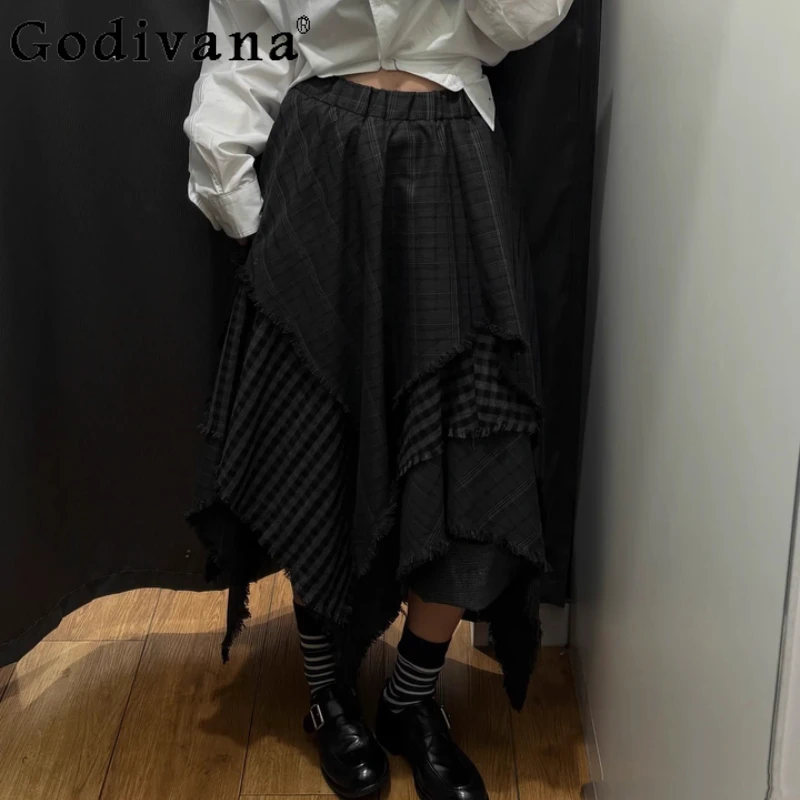 Retro Wasteland Irregular Plaid Splicing A-line Pleated Long Dress Loose Fashion Street Girls High Waist Medium Long Gray Skirts
Retro Wasteland Irregular Plaid Splicing A-line Pleated Long Dress Loose Fashion Street Girls High Waist Medium Long Gray Skirts