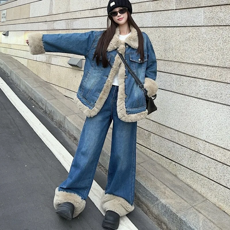 MiiiiX Fashion Denim Suits Loose Casual Thicken Denim Jacket Coat Splicing Plush Jeans Long Pants Autumn Women's Two-piece Sets
MiiiiX Fashion Denim Suits Loose Casual Thicken Denim Jacket Coat Splicing Plush Jeans Long Pants Autumn Women's Two-piece Sets