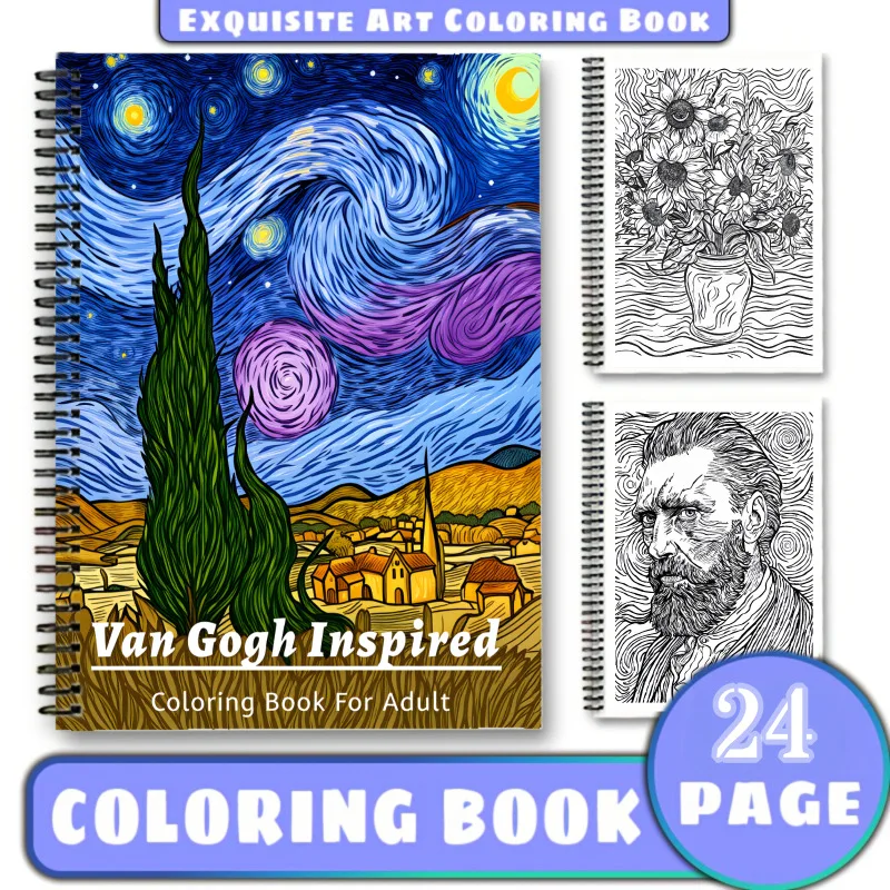 A4 Spiral Van Gogh Style Coloring Book 24 Pages Starry Night Inspired Designs Relaxing Art Therapy Creative Gift
A4 Spiral Van Gogh Style Coloring Book 24 Pages Starry Night Inspired Designs Relaxing Art Therapy Creative Gift