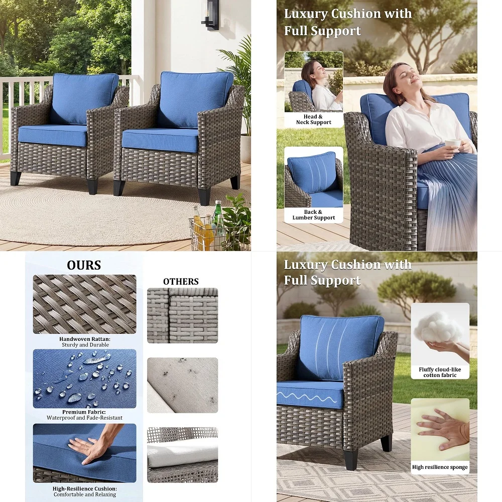 Outdoor Wicker Rocking Chair of 2, Patio Rattan Rocker Chair with Cushions, Rocking Wicker Furniture Set for Deck, Porch, Garde
Outdoor Wicker Rocking Chair of 2, Patio Rattan Rocker Chair with Cushions, Rocking Wicker Furniture Set for Deck, Porch, Garde