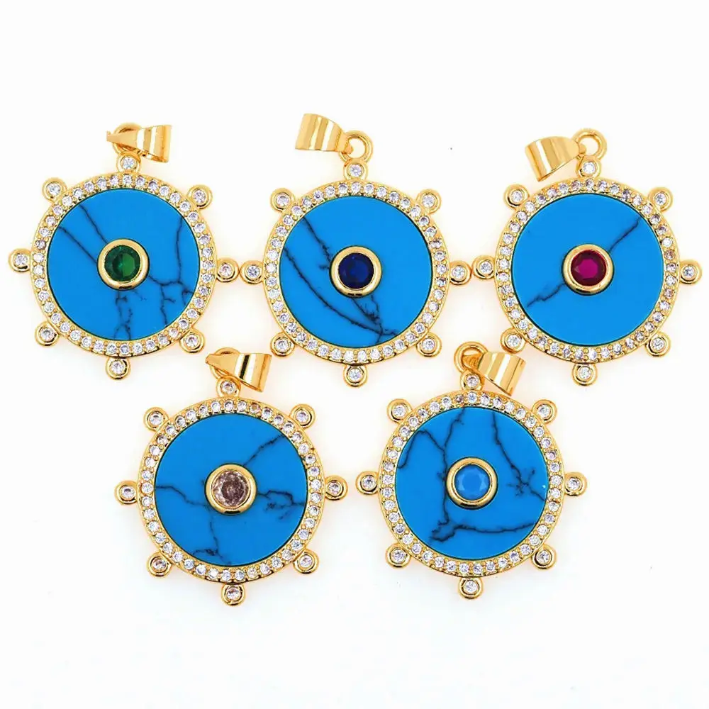 New Natural Stone Charm Pendant Jewelry Accessories Brass Inlaid Zircon Blue Round Necklace Pendant For Custom Jewelry Making
New Natural Stone Charm Pendant Jewelry Accessories Brass Inlaid Zircon Blue Round Necklace Pendant For Custom Jewelry Making