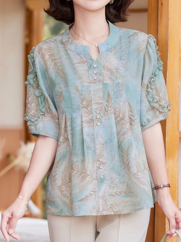 Short Sleeve Shirt 2025 New Summer Chinese Style Woman Clothing Print Blusas Para Mujer Top Casual Loose Blouses For Women
Short Sleeve Shirt 2025 New Summer Chinese Style Woman Clothing Print Blusas Para Mujer Top Casual Loose Blouses For Women