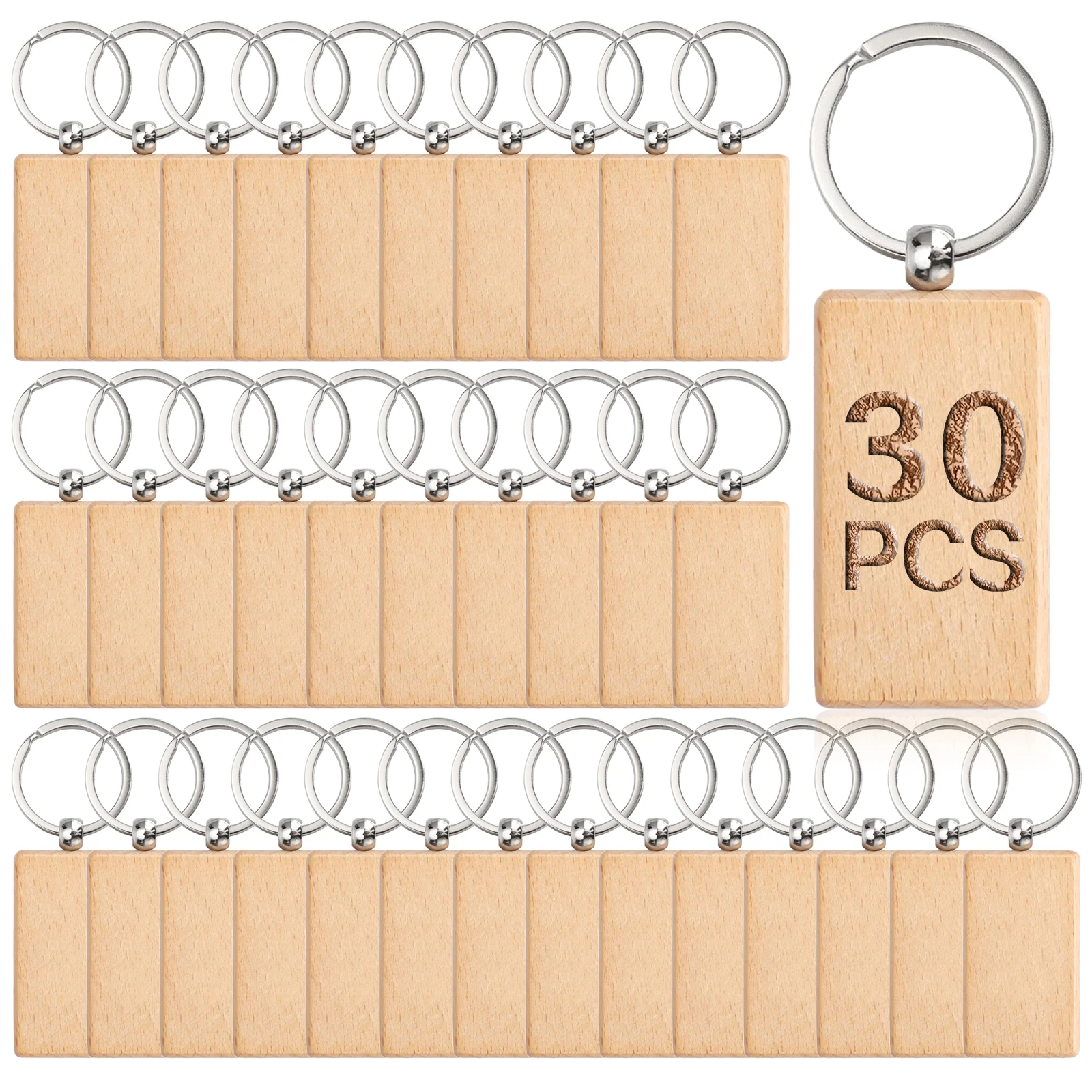 30Pcs Blank Wooden Keychain Rectangular Bulk Wholesale Wood Key Chains Ring Suitable for Gift
30Pcs Blank Wooden Keychain Rectangular Bulk Wholesale Wood Key Chains Ring Suitable for Gift