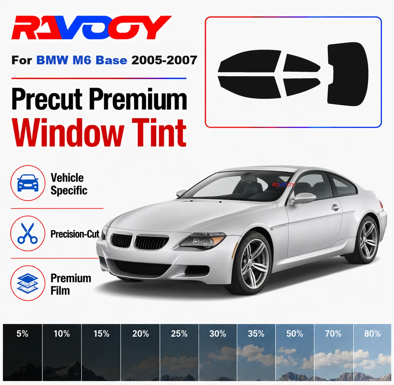 Premium Precut Window Tint Kit Front Windows Rear Windows Rear Windshield For BMW M6 Base 2005-2007 Car Solar Nano Ceramic Film
Premium Precut Window Tint Kit Front Windows Rear Windows Rear Windshield For BMW M6 Base 2005-2007 Car Solar Nano Ceramic Film