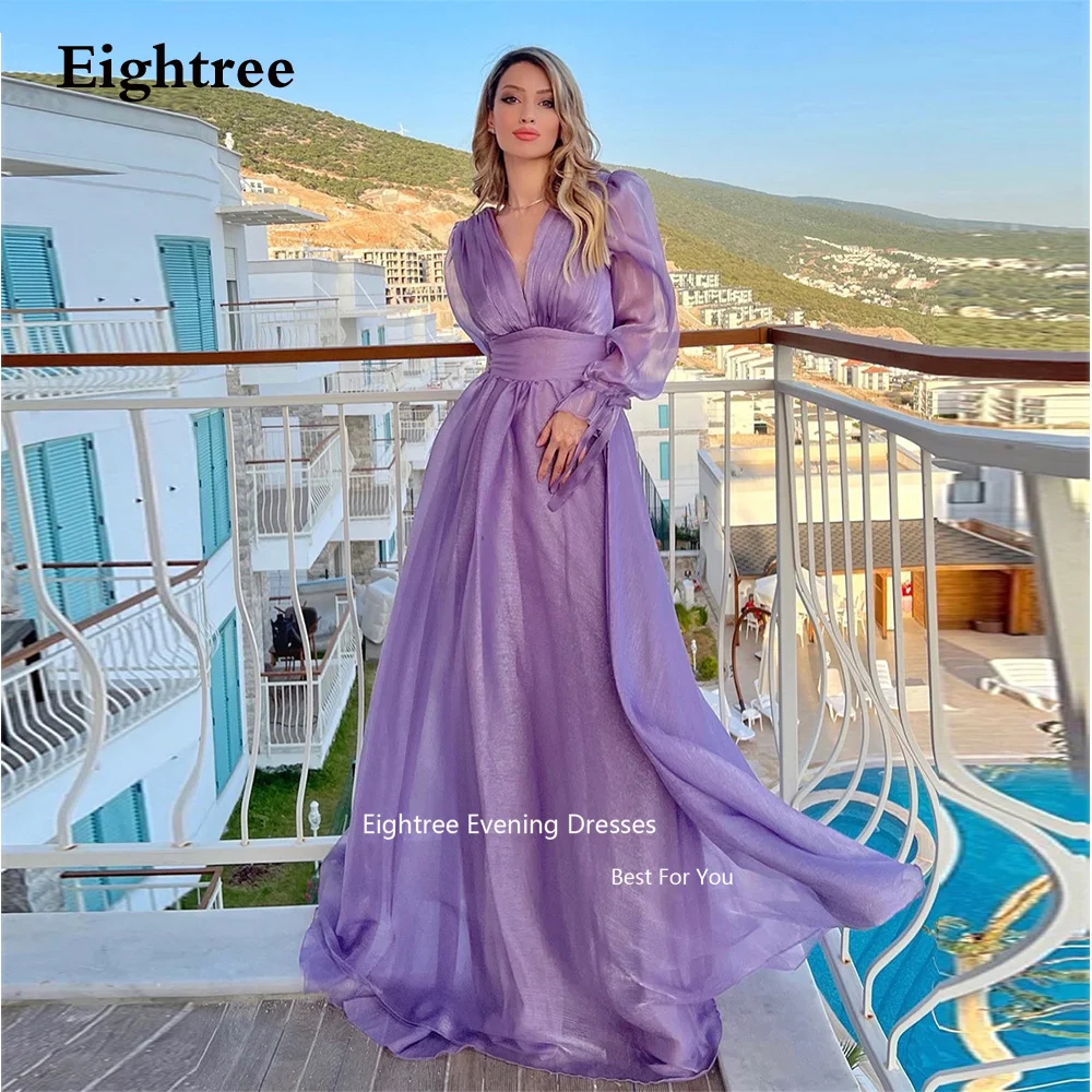 Eightree Purple Evening Dresses Organza V Neck Long A Line Full Sleeves Dresses For Prom Elegant Evening Dresses For Women Luxur
Eightree Purple Evening Dresses Organza V Neck Long A Line Full Sleeves Dresses For Prom Elegant Evening Dresses For Women Luxur