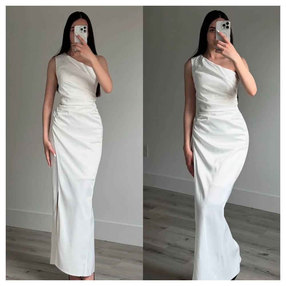 Customized Graceful White Jersey Evening Dress Fashion One Shoulder Sleeveless Party Dress Temperament Celebrity Gow
Customized Graceful White Jersey Evening Dress Fashion One Shoulder Sleeveless Party Dress Temperament Celebrity Gow