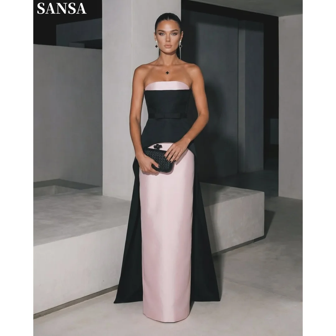 Sansa Customized Contrast Color Strapless Satin Evening Dress Black Pink Patchwork Waist Bow Long Side Train Wedding Guest Gown
Sansa Customized Contrast Color Strapless Satin Evening Dress Black Pink Patchwork Waist Bow Long Side Train Wedding Guest Gown