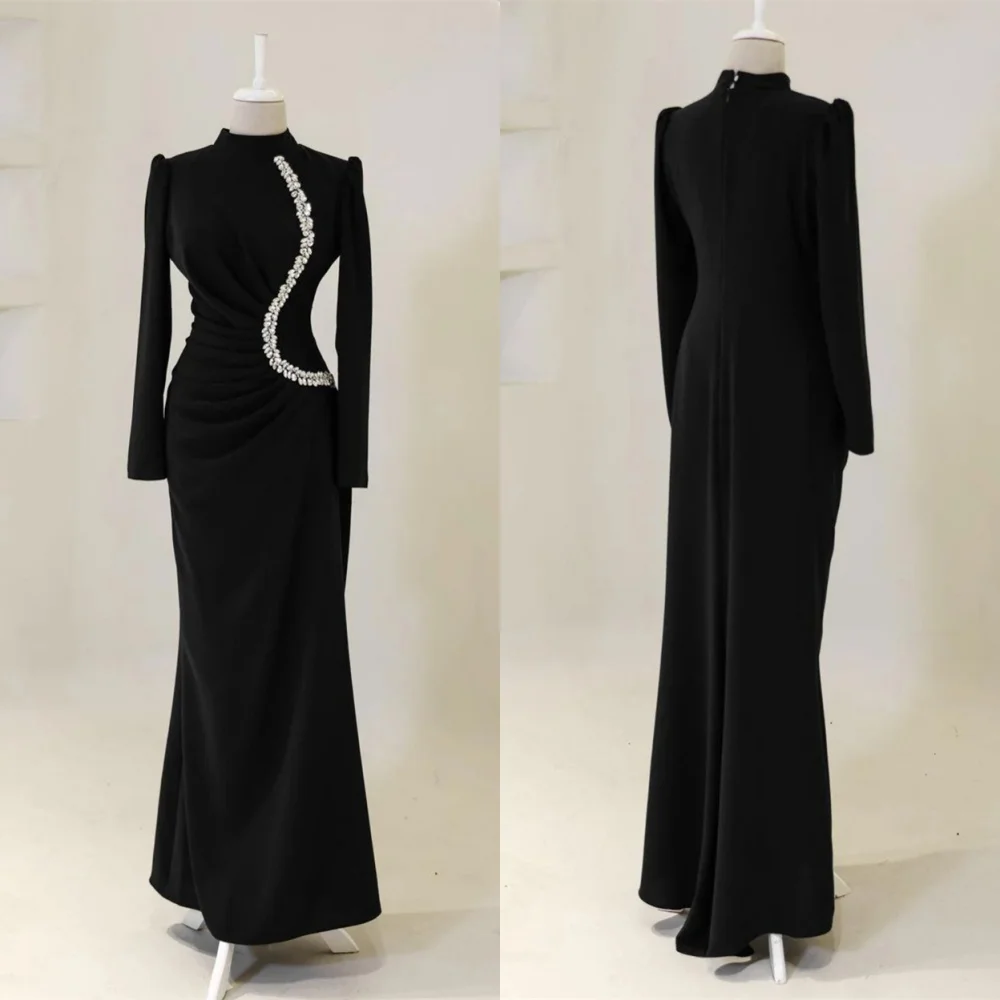 Customized Modern Black Jersey Evening Dress Exquisite High Neckline Long Sleeves Mermaid Crystal Zipper Back Party Dr
Customized Modern Black Jersey Evening Dress Exquisite High Neckline Long Sleeves Mermaid Crystal Zipper Back Party Dr