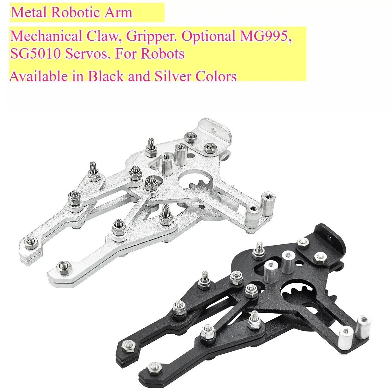 Metal Alloy Robot Claw Kit w/ MG996R Servo for Arduino - Robotic Arm Gripper, Easy Assembly (Silver/Black) STEM DIY
Metal Alloy Robot Claw Kit w/ MG996R Servo for Arduino - Robotic Arm Gripper, Easy Assembly (Silver/Black) STEM DIY