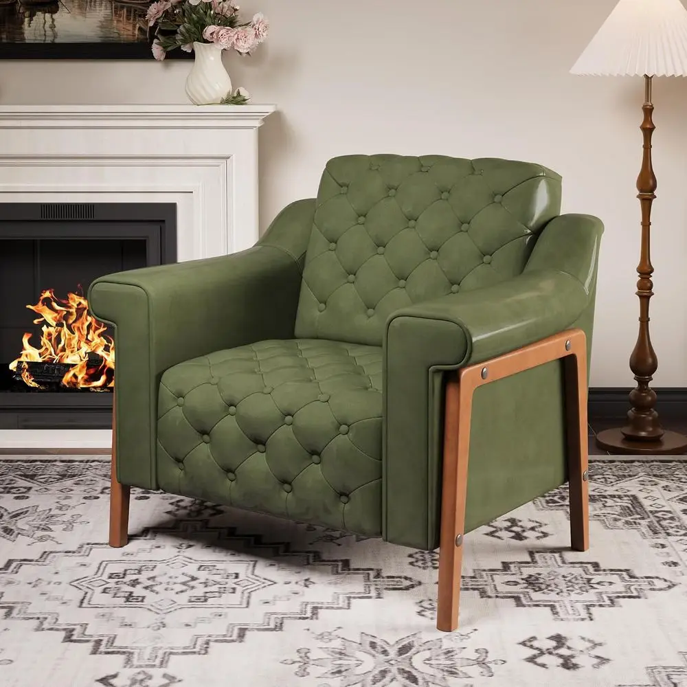 Mid-Century Modern PU Leather Accent Chair for Living Rooms, Reading Nook, or Waiting Areas in Green
Mid-Century Modern PU Leather Accent Chair for Living Rooms, Reading Nook, or Waiting Areas in Green