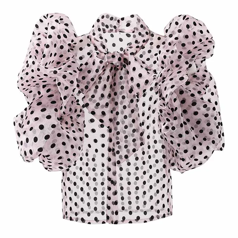 Short Empired Chiffon Women Shirts Summer New 2024 Bow Neck Puff Sleeved Slim Dot Short Empired Elegant Office Lady Outwear Tops
Short Empired Chiffon Women Shirts Summer New 2024 Bow Neck Puff Sleeved Slim Dot Short Empired Elegant Office Lady Outwear Tops