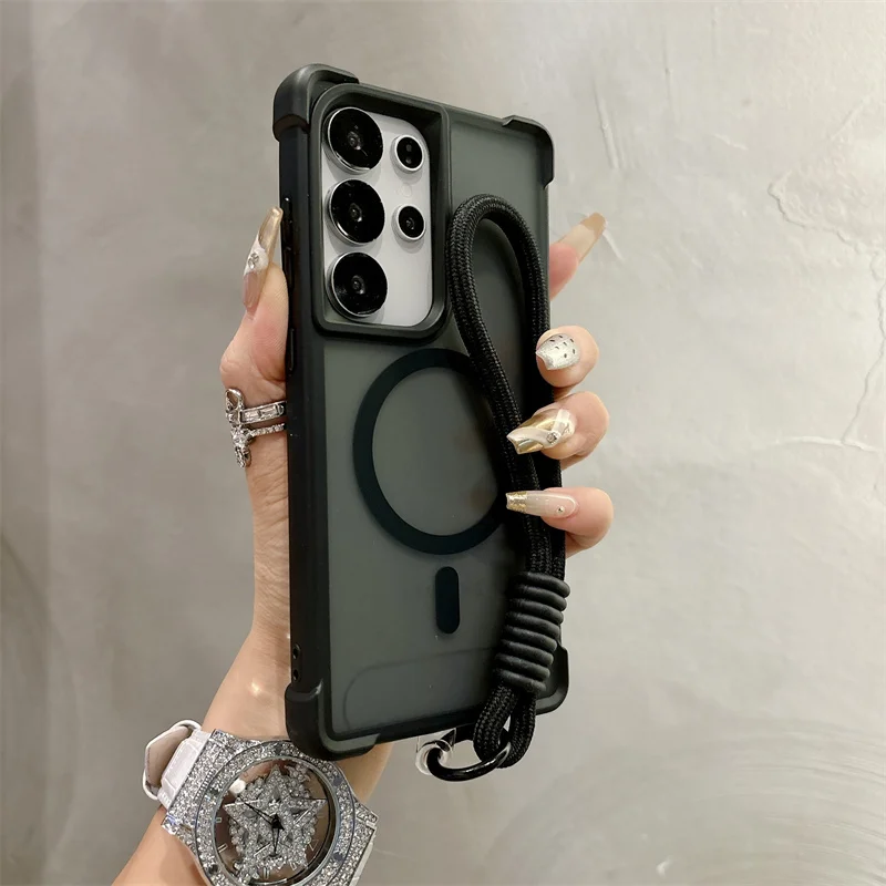 Magnetic Matte Hand Strap Armor Shockproof Phone Case For Samsung Galaxy S23 S24 S25 Ultra Plus Wireless Charge ForMagsafe Cover
Magnetic Matte Hand Strap Armor Shockproof Phone Case For Samsung Galaxy S23 S24 S25 Ultra Plus Wireless Charge ForMagsafe Cover