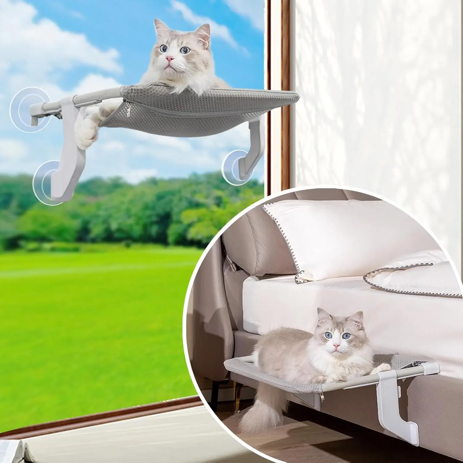 Safety Cat Hammock for Windowsill and Bedside Pet Bed for Cat with 4 Suction Cups Breathable Cat Seat Easy to Use Cat Stuff
Safety Cat Hammock for Windowsill and Bedside Pet Bed for Cat with 4 Suction Cups Breathable Cat Seat Easy to Use Cat Stuff