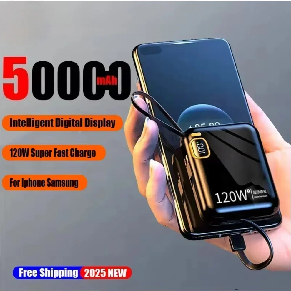 Portable Mini Power Bank 50000mAh 120W USB Type-C Two-Way Super Fast Charger, Compatible with iPhone12 13 14 15, Xiaomi, Samsung
Portable Mini Power Bank 50000mAh 120W USB Type-C Two-Way Super Fast Charger, Compatible with iPhone12 13 14 15, Xiaomi, Samsung