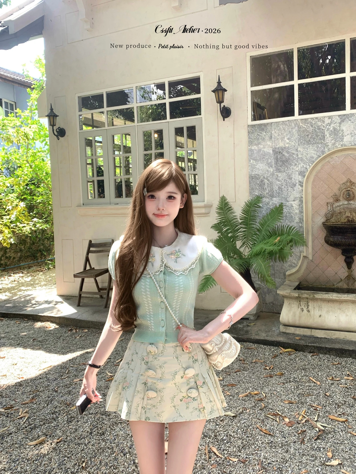 Summer Fashion Set Green Embroidered Ice Hemp Knitted Short Top with Floral Print Double Button Skirt Women's Ensemble
Summer Fashion Set Green Embroidered Ice Hemp Knitted Short Top with Floral Print Double Button Skirt Women's Ensemble