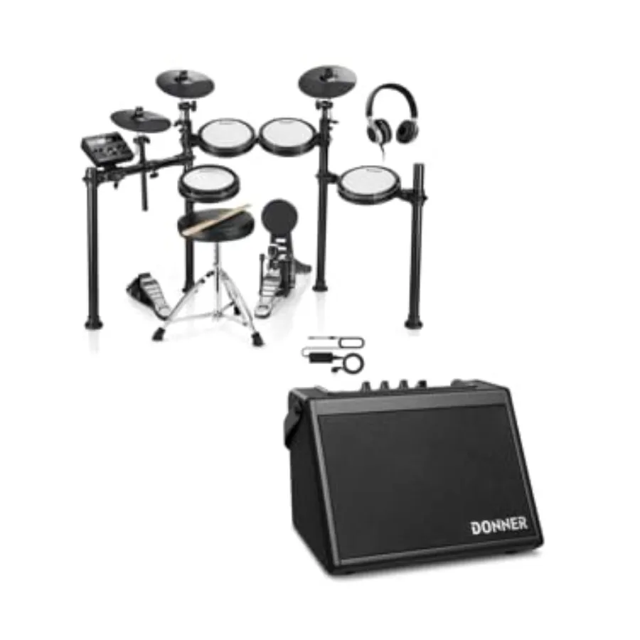 Электронная ударная установка Donner DED-200 с бесшумными сетчатыми пэдами, черная, 20 Вт, беспроводной портативный усилитель для домашних занятий
Электронная ударная установка Donner DED-200 с бесшумными сетчатыми пэдами, черная, 20 Вт, беспроводной портативный усилитель для домашних занятий