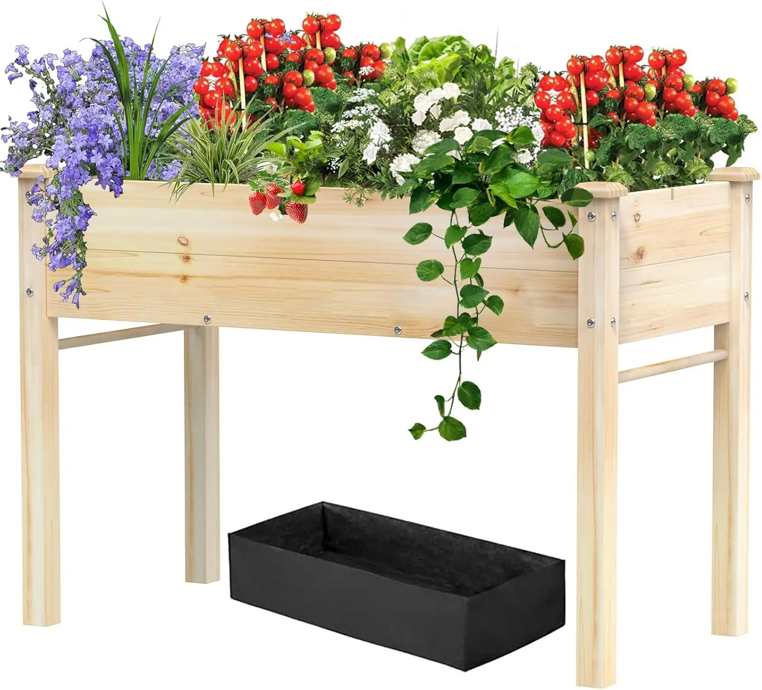 48x24x31IN Elevated Wooden Raised Garden Bed with Legs, Large Planter Box for Vegetable Flower Herb, Liner Included
48x24x31IN Elevated Wooden Raised Garden Bed with Legs, Large Planter Box for Vegetable Flower Herb, Liner Included