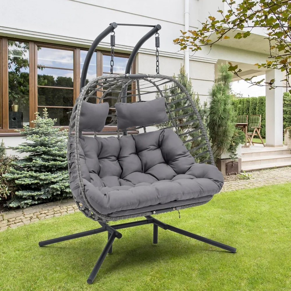 Double Egg Swing Chair with Stand, Hand Made Rattan Wicker 2 Double Hanging Hammock Chair with UV Resistant Cushion
Double Egg Swing Chair with Stand, Hand Made Rattan Wicker 2 Double Hanging Hammock Chair with UV Resistant Cushion