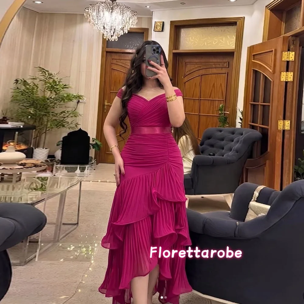  Tiered A-line Ankle Length Prom Dresses Women's Sleeveless Off The Shoulder Fuchsia Evening Gowns Formal Party Dress Customize
Tiered A-line Ankle Length Prom Dresses Women's Sleeveless Off The Shoulder Fuchsia Evening Gowns Formal Party Dress Customize