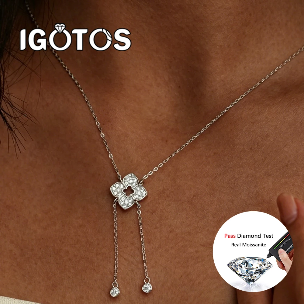 IGOTOS D Color Four Leaf Clover Moissanite Necklace for Women S925 Silver Y Drop Pendant Sparkling Lab Diamond Jewelry with GRA
IGOTOS D Color Four Leaf Clover Moissanite Necklace for Women S925 Silver Y Drop Pendant Sparkling Lab Diamond Jewelry with GRA