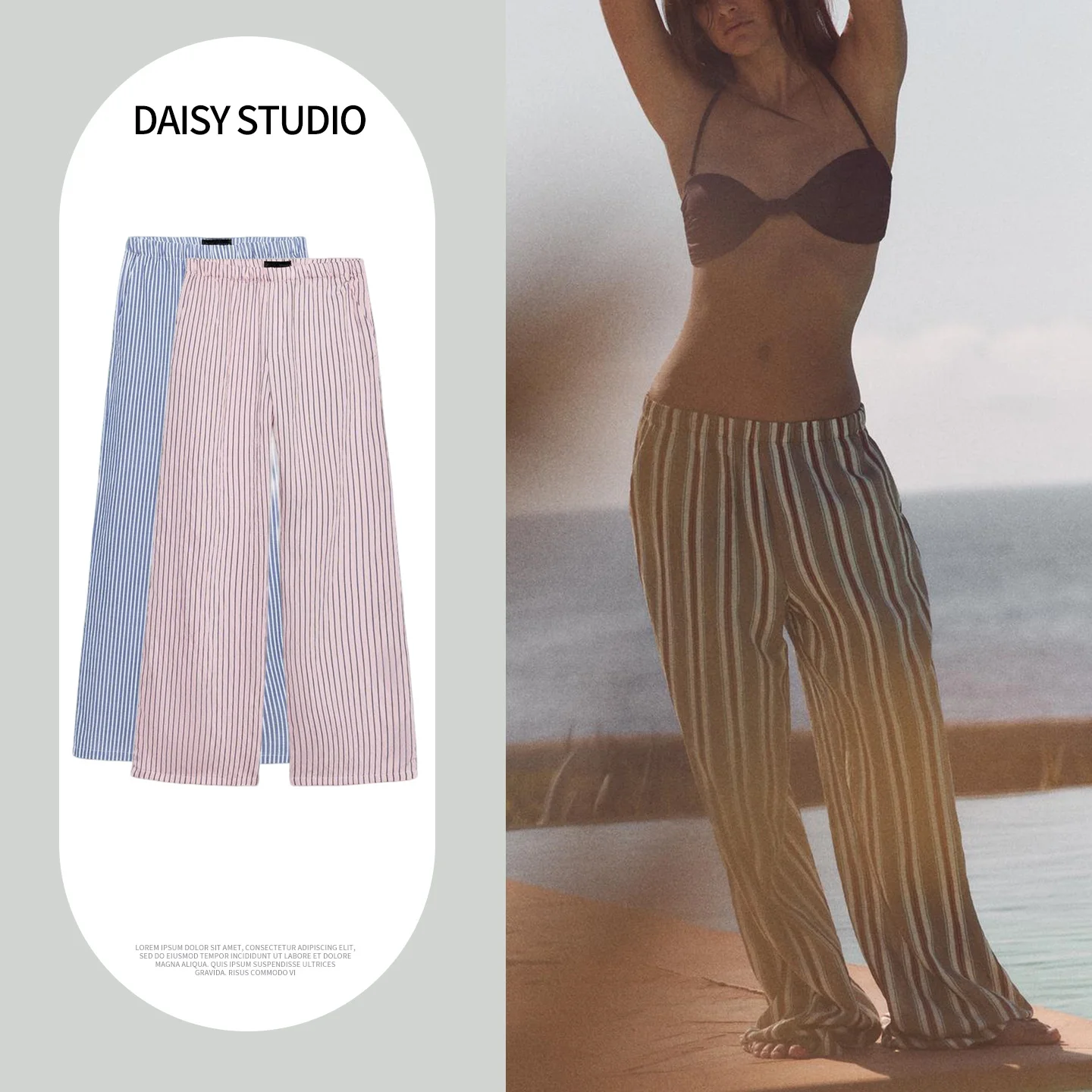 New Arrival Spring Summer Women's Long Wide Leg Pants Striped Sleepwear Style High Waist Casual Trousers Color Block Design
New Arrival Spring Summer Women's Long Wide Leg Pants Striped Sleepwear Style High Waist Casual Trousers Color Block Design